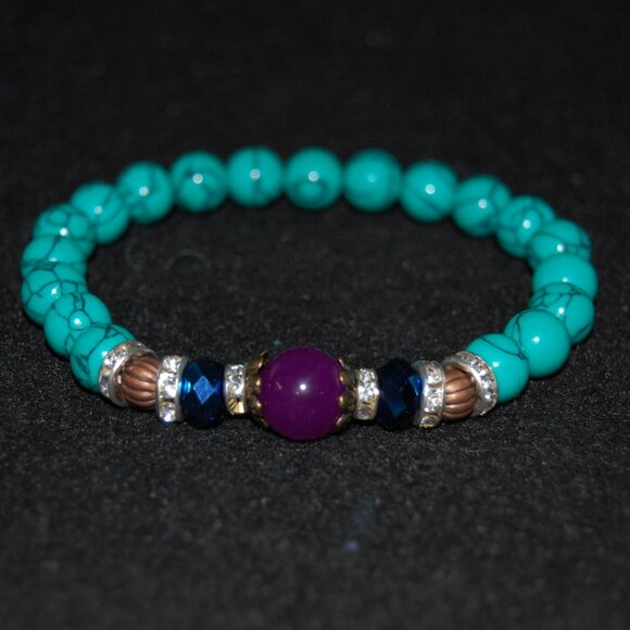 Gemstone Bracelet,Stone Beads Bracelet,MGemstone ulticolor Stone Beaded Bracelet - Picture 3 of 3